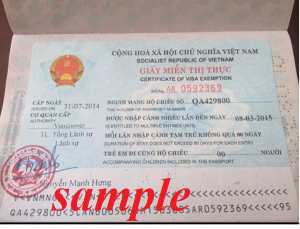 certificate of visa exemption to Vietnam