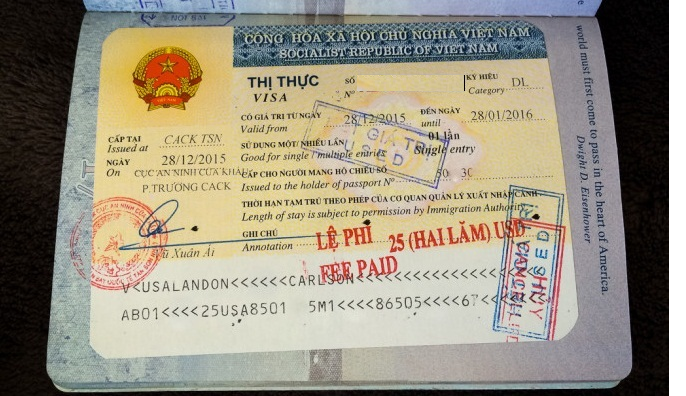 Vietnam visa stamping fee 2018
